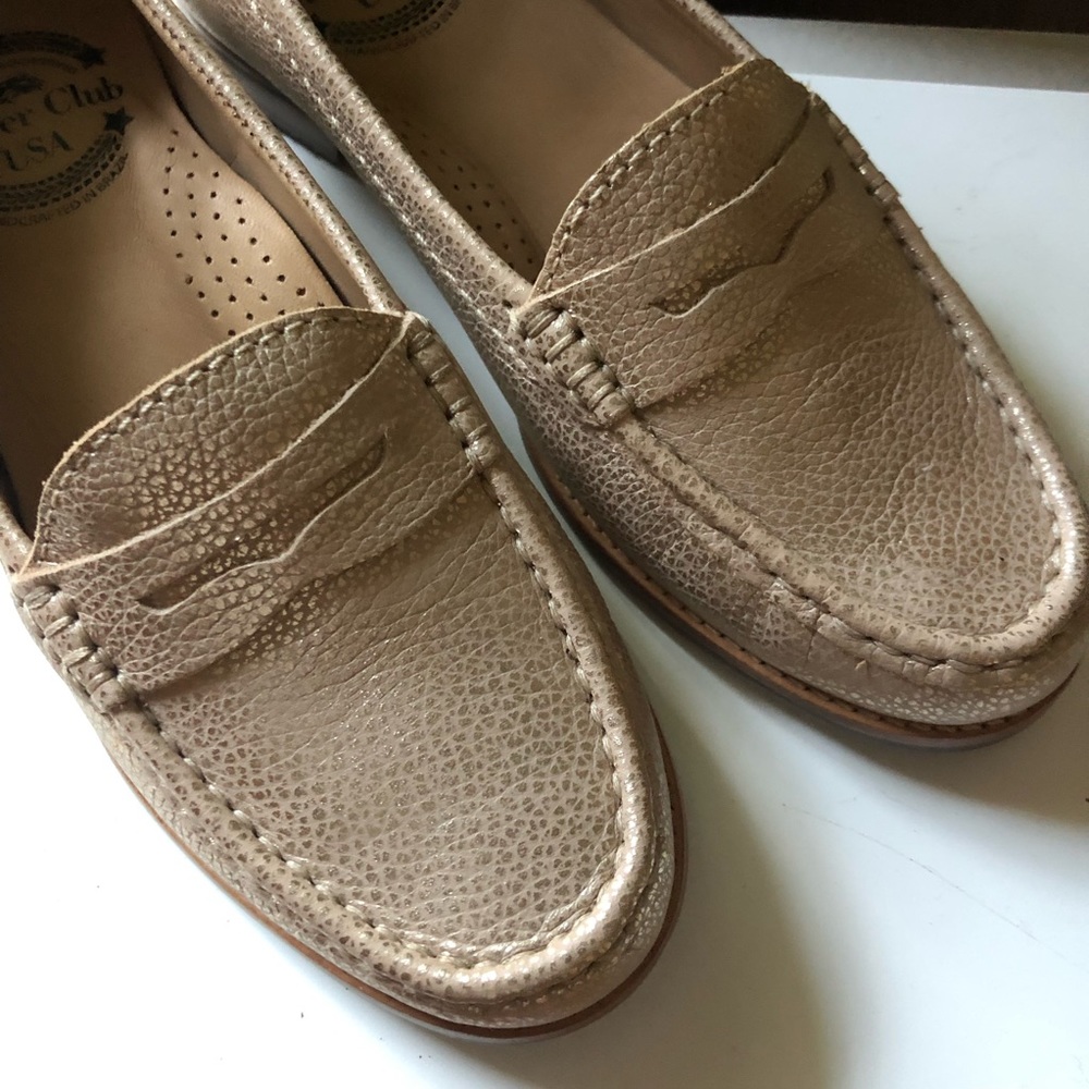 Gold shimmery leather Penny Loafers
